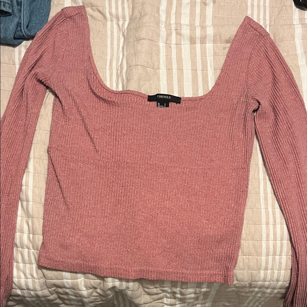 Forever 21 Dusty Pink Ribbed Top